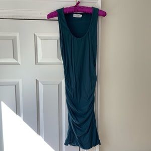 Ruched bodycon tank dress in dusty teal